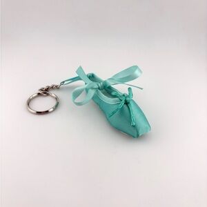Satin Ballerina Shoe Keychain in Aqua Green NWOT